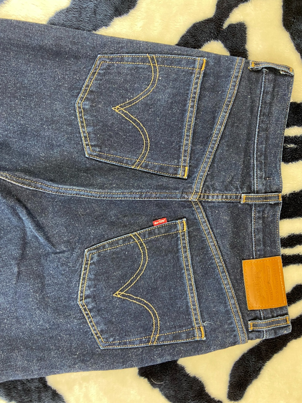 Levi's High Loose Dark Blue Wash Indigo Straight Wide Leg High-Rise Jeans Sz 27 - Picture 7 of 14